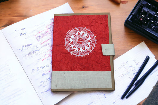 Traditional Aipan Inspired Hand Painted File Folder for Office/ Personal Use