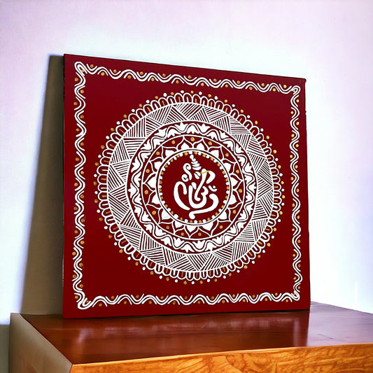 Aipan Inspired Handcrafted and Hand Painted Wall Hanging