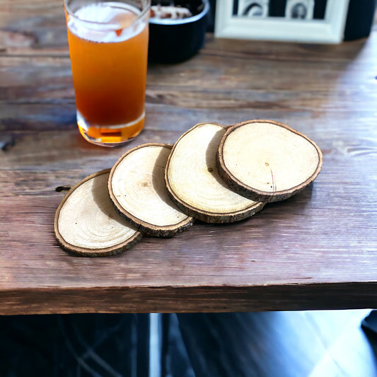 Handcrafted Natural Wood Coaster Set