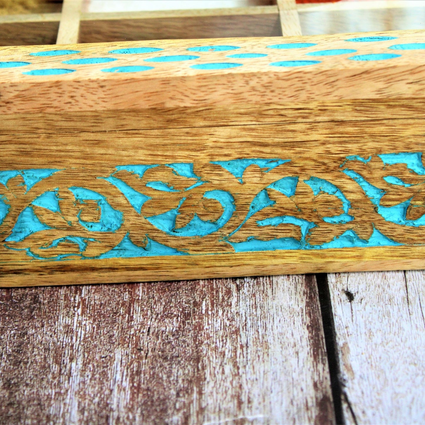 Wooden Spice Box / Masala Dabba with Glass Top