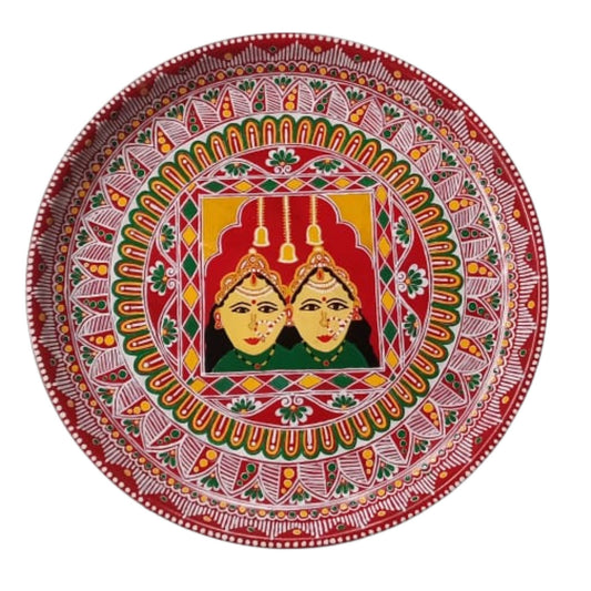 Traditional Design Large Size Hand Painted Puja Thalis for all occasions. Whether its Diwali, Bhaiya Dooj, Karwa Chauth, these hand painted aipan inspired puja thalis would be the perfect addition to your decor. Can be customised as per buyers choice too.