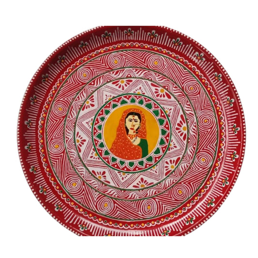 Traditional Design Large Size Hand Painted Puja Thalis for all occasions. Whether its Diwali, Bhaiya Dooj, Karwa Chauth, these hand painted aipan inspired puja thalis would be the perfect addition to your decor. Can be customised as per buyers choice too.
