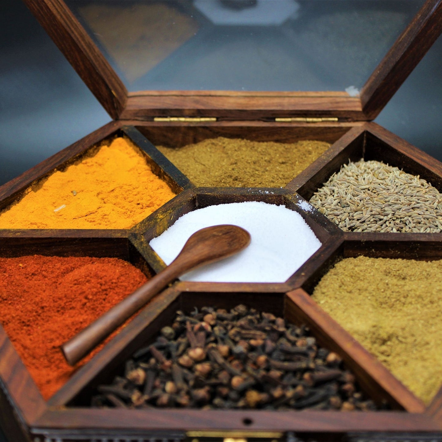 Sheesham Wood Handcrafted & Hand Painted Spice Box