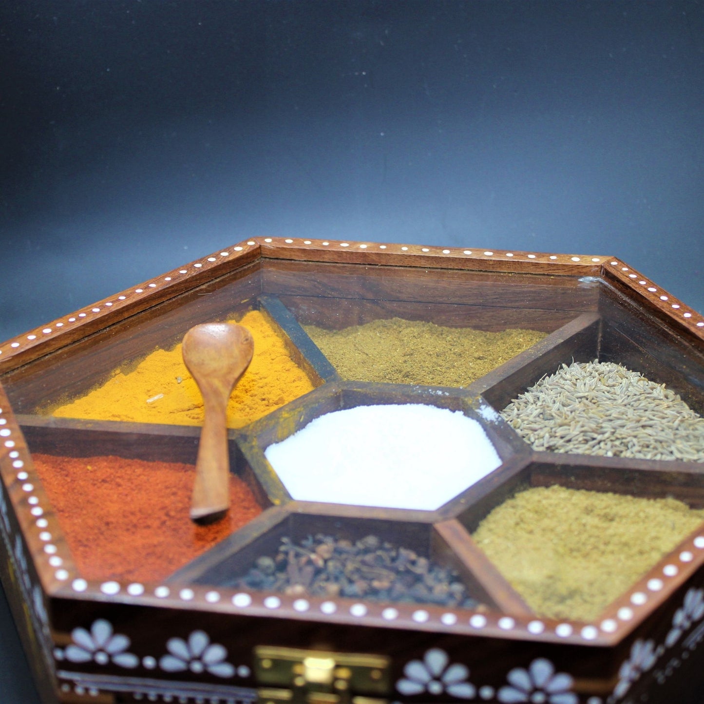 Sheesham Wood Handcrafted & Hand Painted Spice Box
