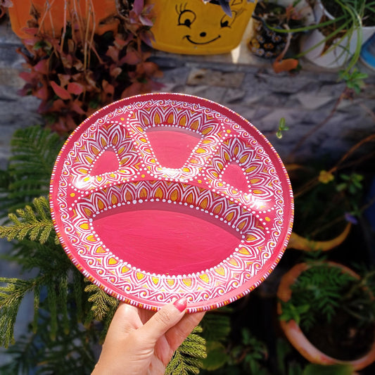 Hand Painted Puja Thalis for all occasions. Whether its Diwali, Bhaiya Dooj, Karwa Chauth, these hand painted aipan inspired puja thalis would be the perfect addition to your decor.