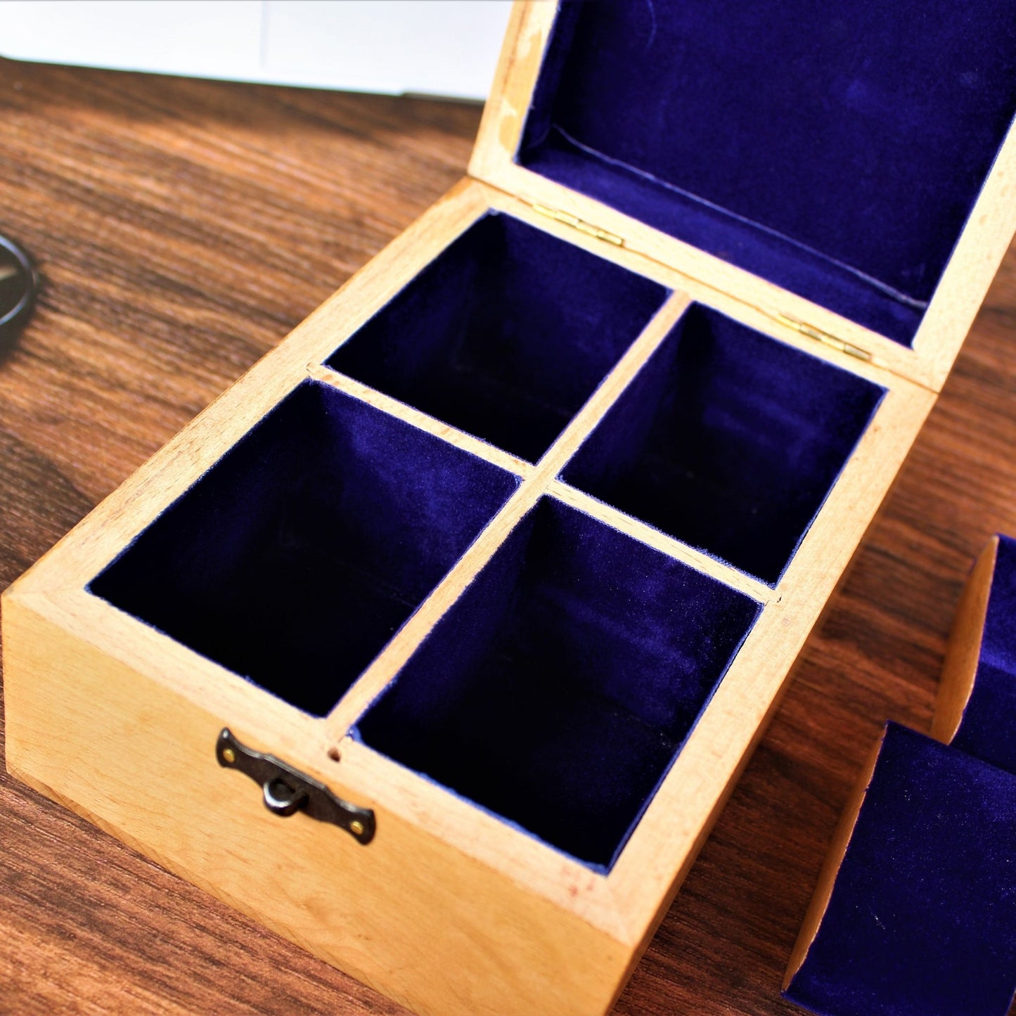 Laser Engraved Beech Wood Watch Storage box for four watches.