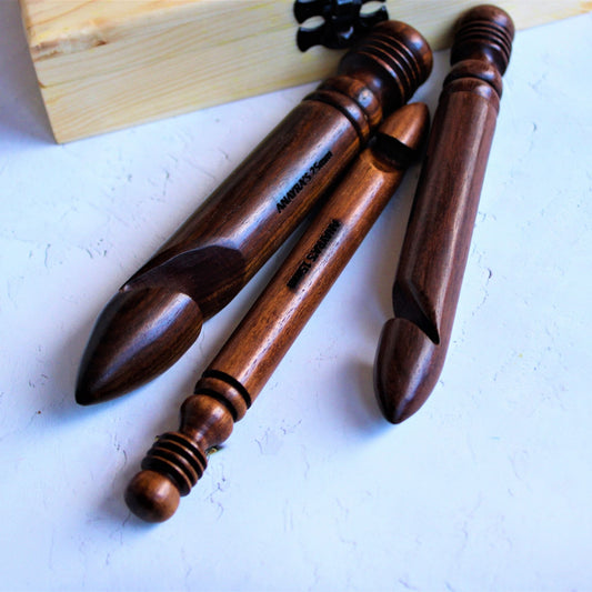 Handcrafted Sheesham Wood/Rosewood Crochet Hooks (15mm, 20mm, 25mm)