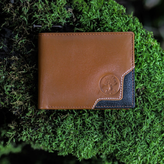 Genuine Leather Wallet with Wooden Gift Box