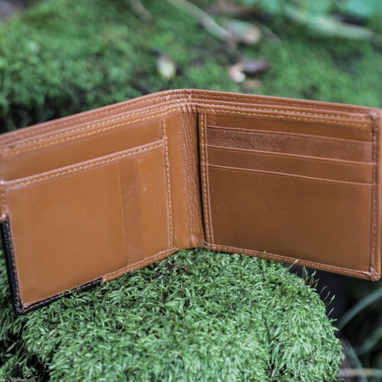 Genuine Leather Wallet with Wooden Gift Box