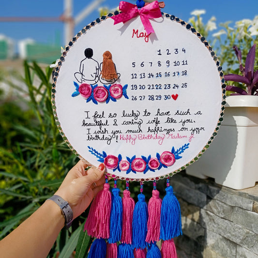 Designer hoops for wedding gifts, birthday gifts, anniversary gifts, customised gifts for all occasions.