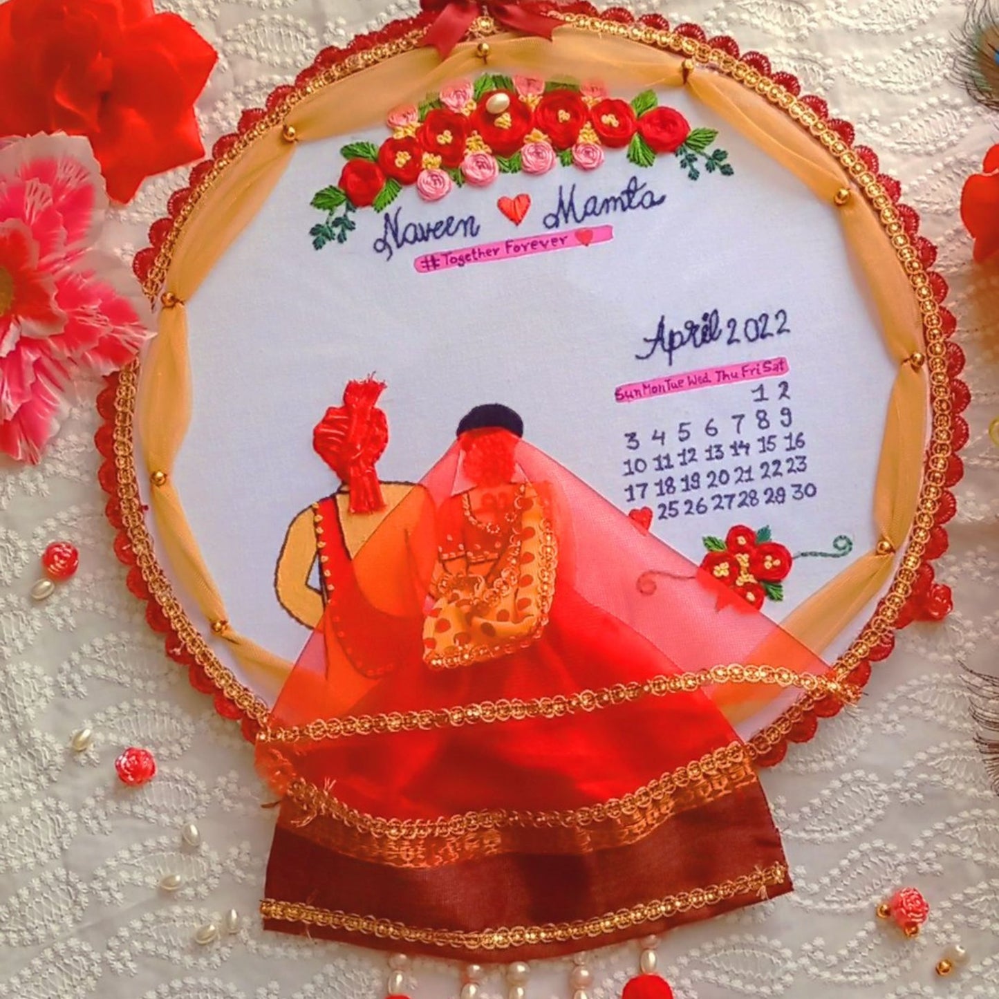 Designer hoops for wedding gifts, birthday gifts, anniversary gifts, customised gifts for all occasions.