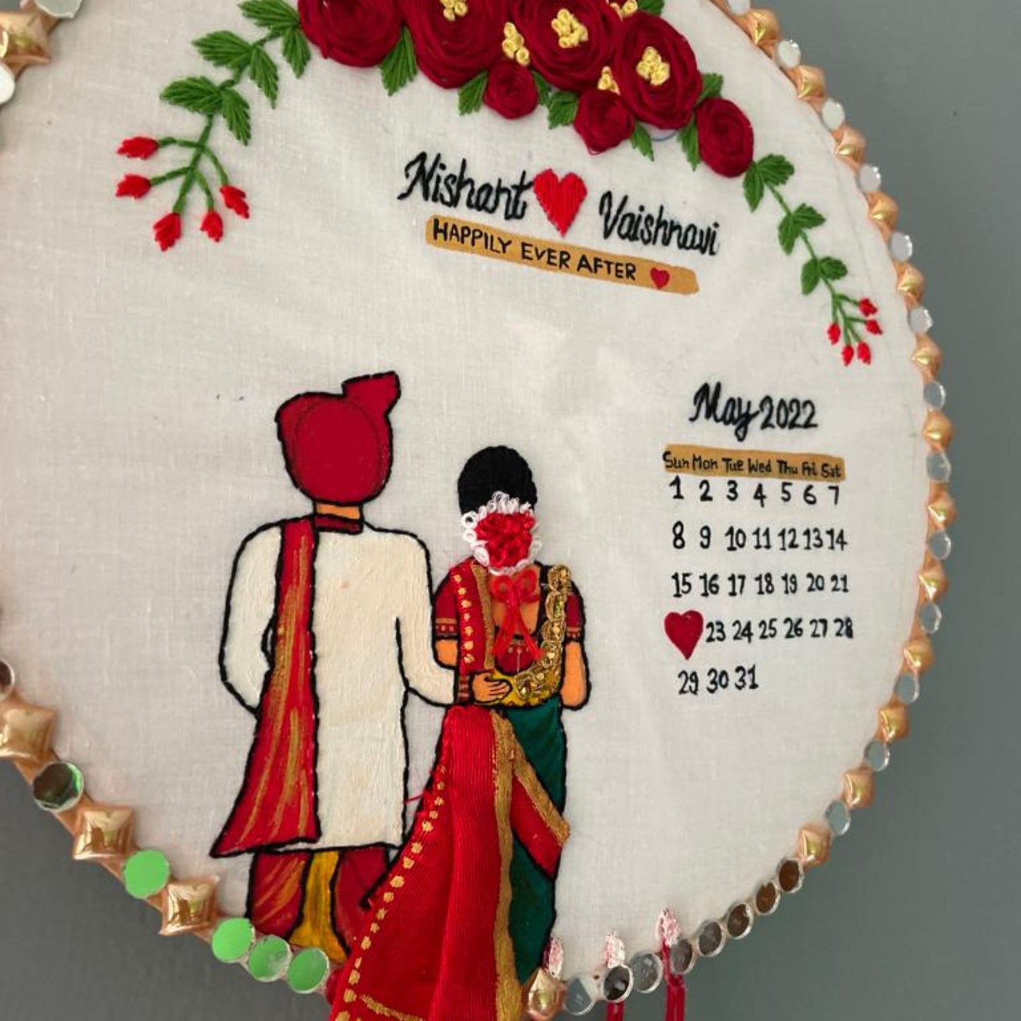 Designer hoops for wedding gifts, birthday gifts, anniversary gifts, customised gifts for all occasions.