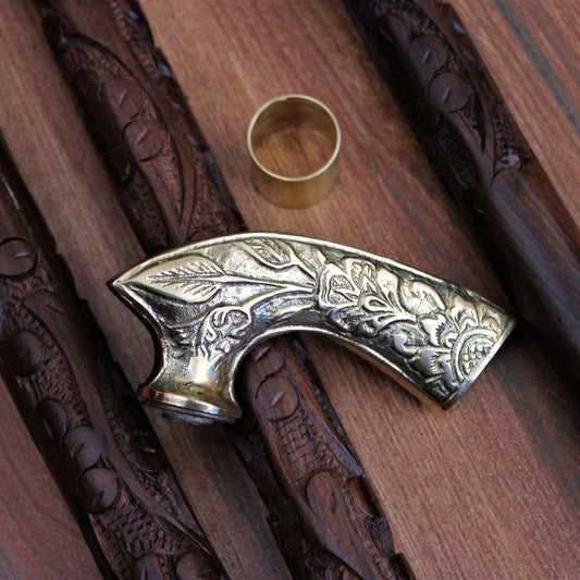 Sheesham Wood Handcrafted Walking Stick Cane Foldable with Beautiful Brass Handle