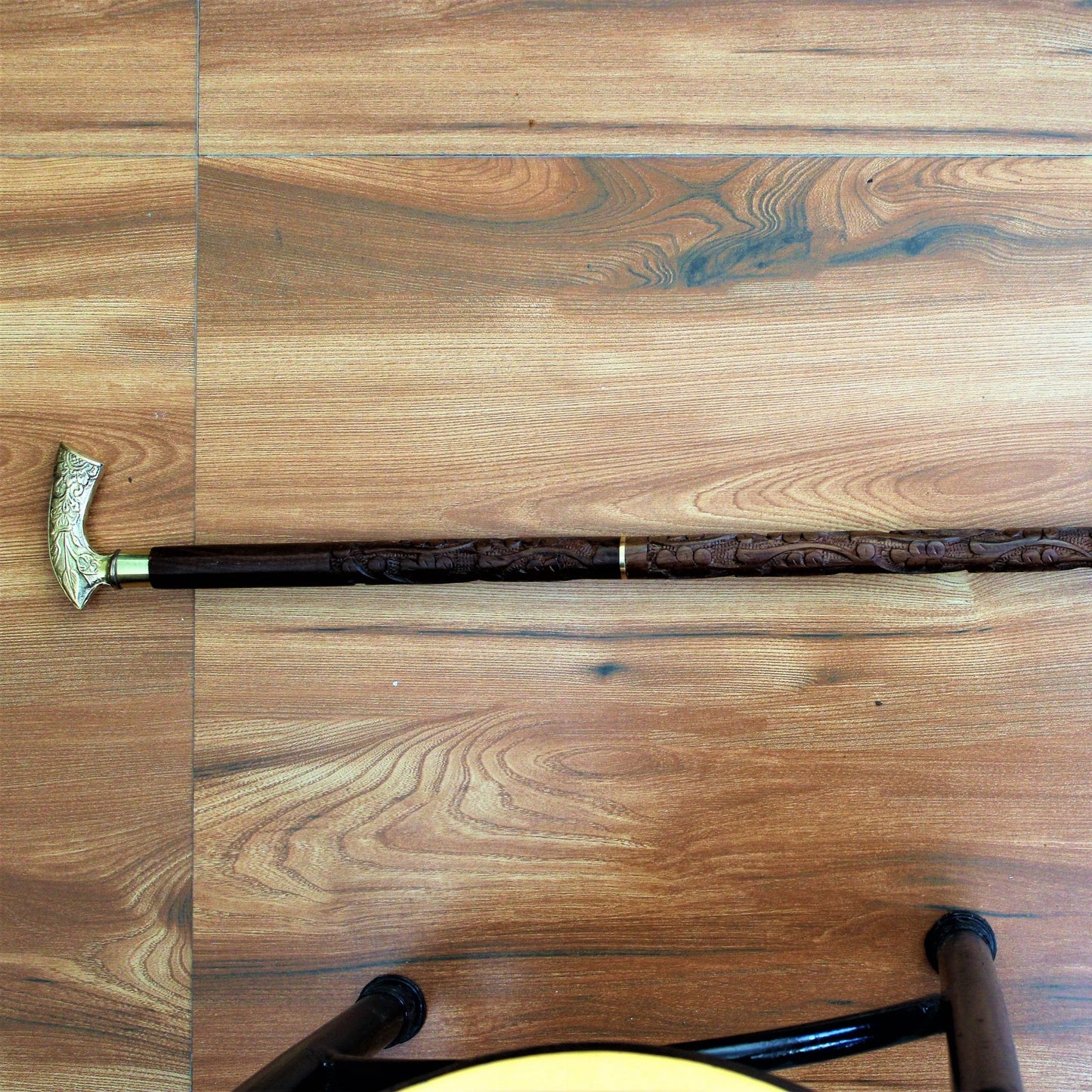 Sheesham Wood Handcrafted Walking Stick Cane Foldable with Beautiful Brass Handle
