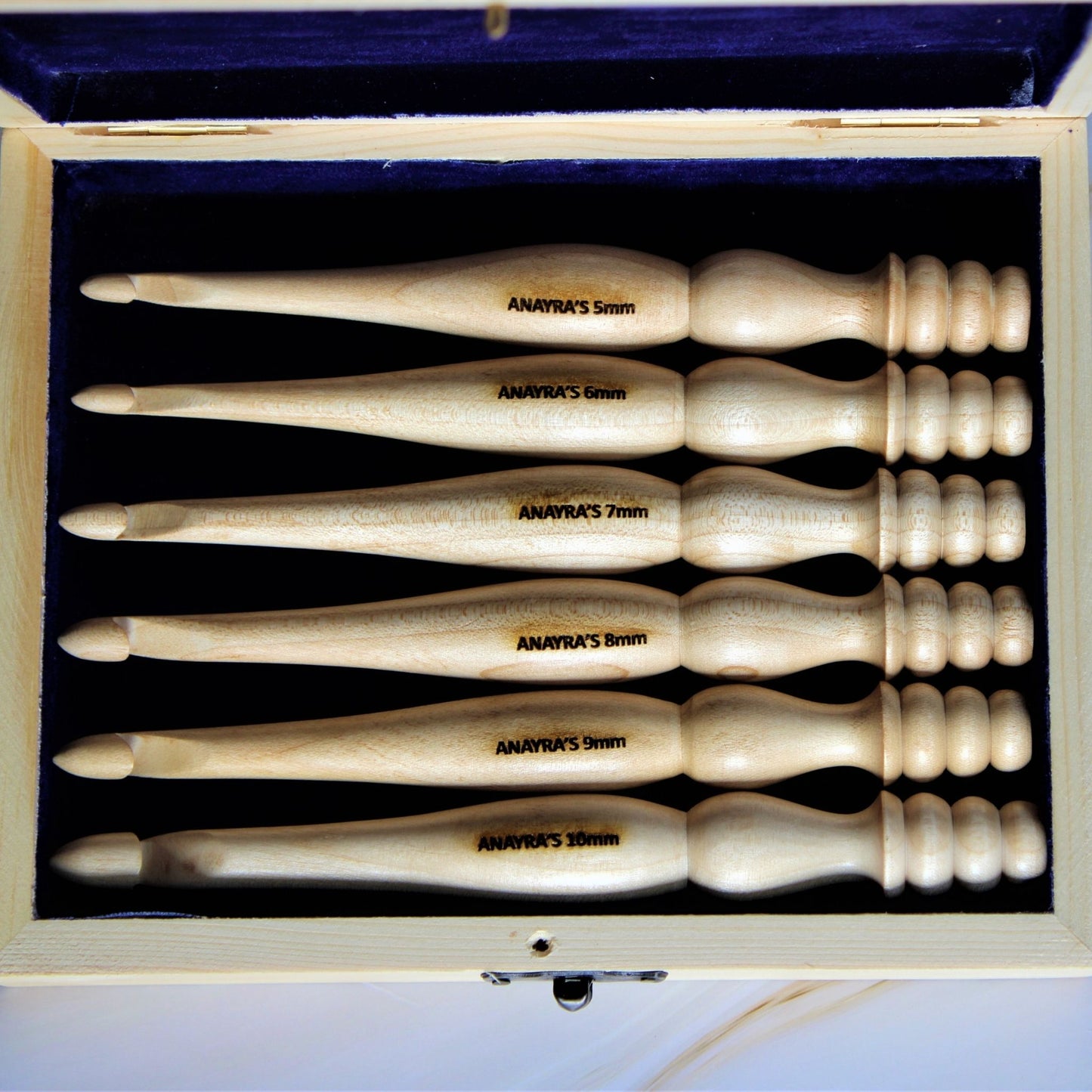 Handcrafted Wooden Crochet Hooks (Set of 6 Hooks, 5mm - 10mm)