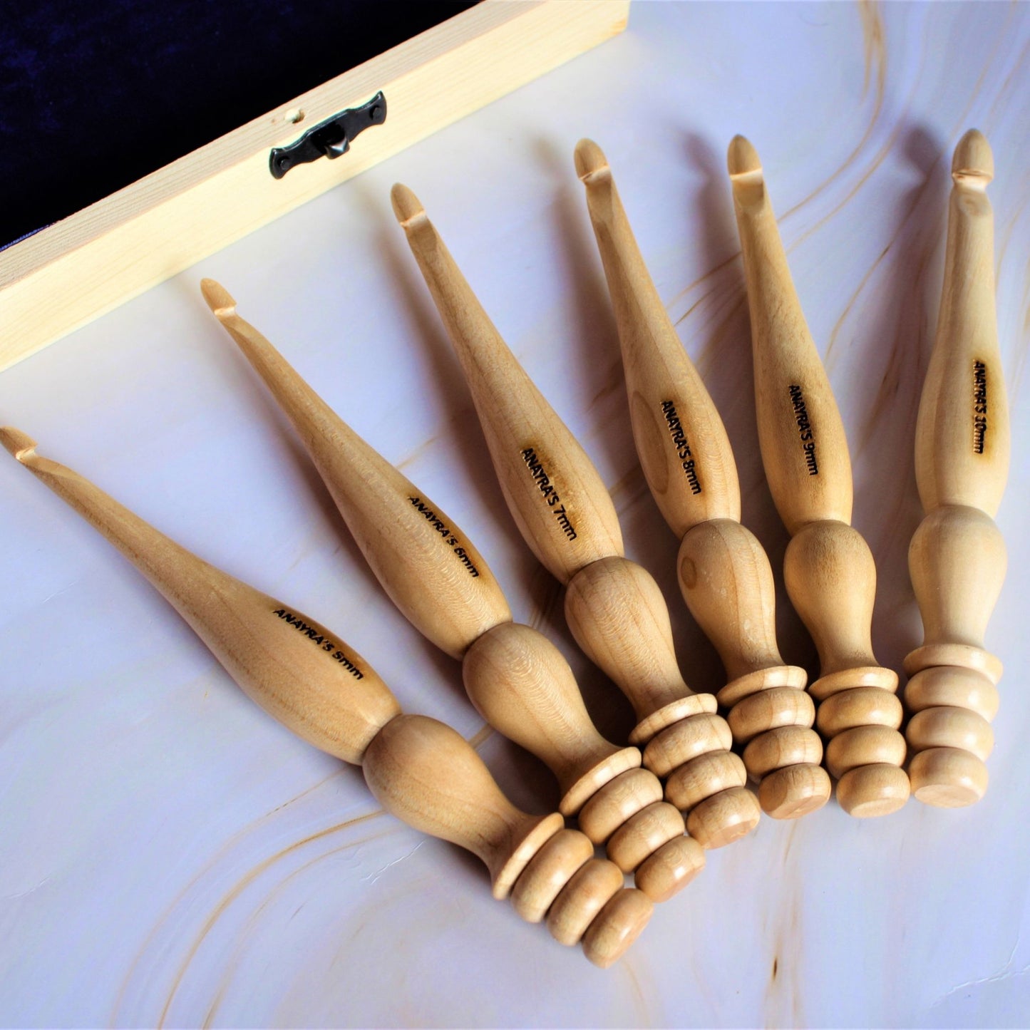Handcrafted Wooden Crochet Hooks (Set of 6 Hooks, 5mm - 10mm)