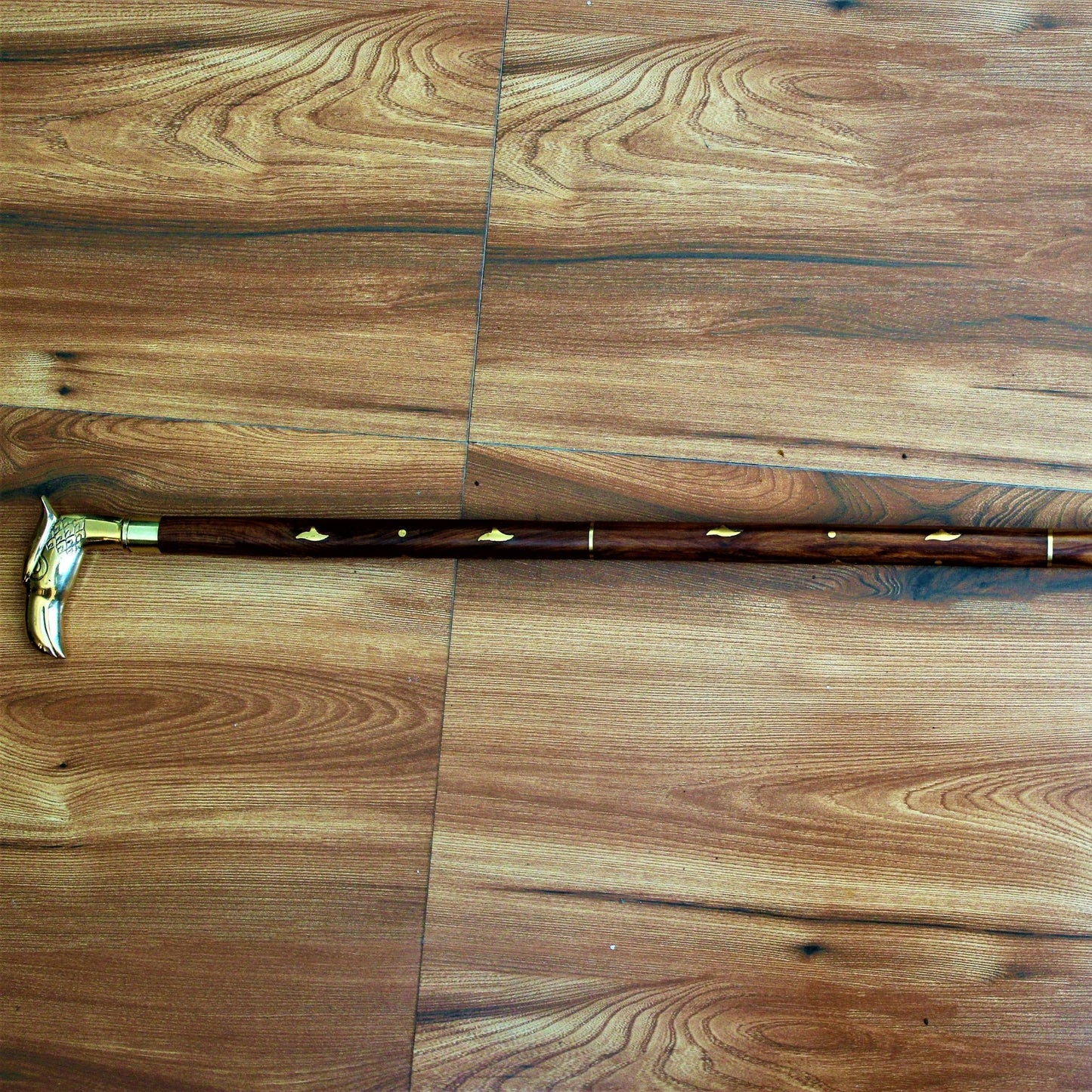 Sheesham Wood Handcrafted Walking Stick Cane Foldable with Beautiful Brass Handle