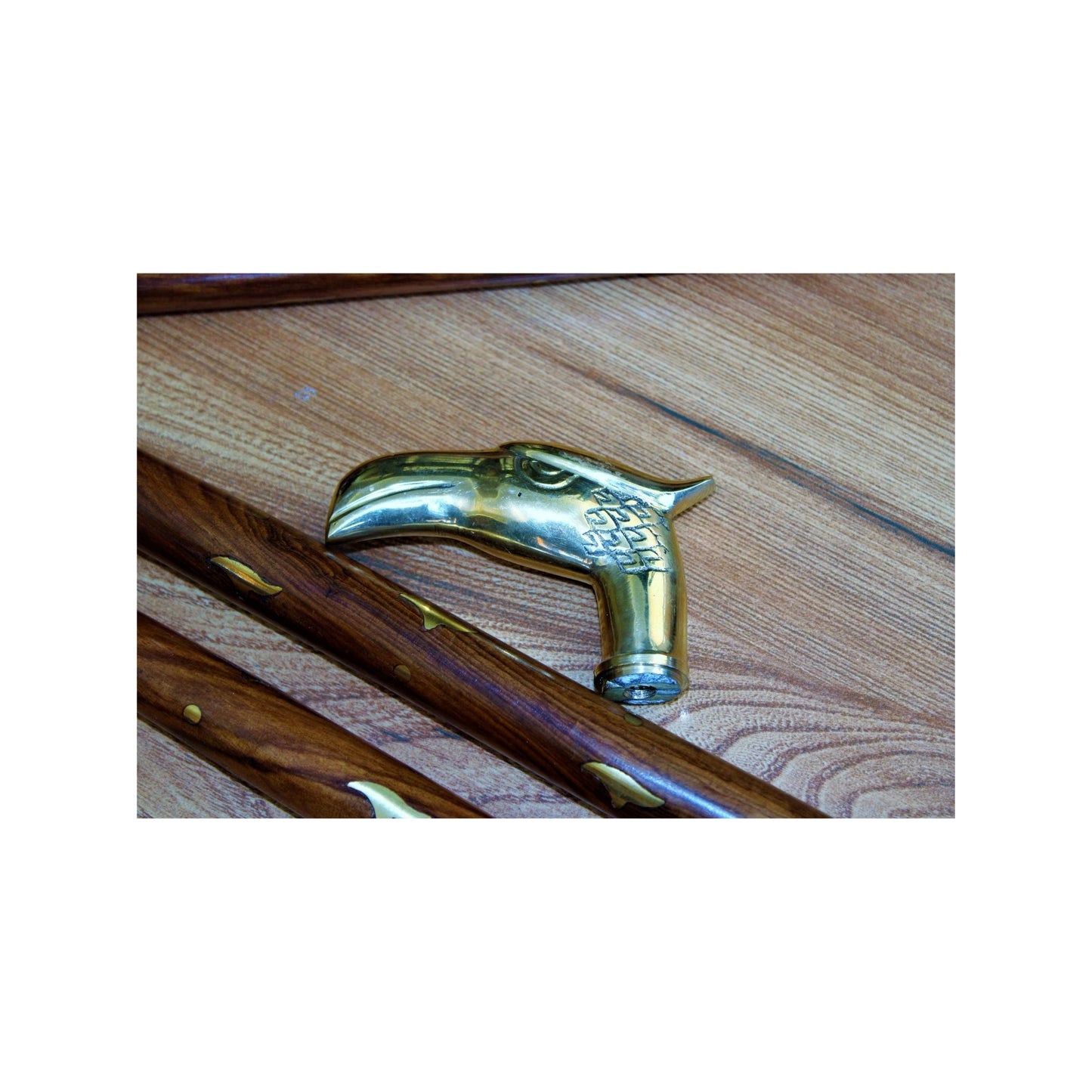 Sheesham Wood Handcrafted Walking Stick Cane Foldable with Beautiful Brass Handle