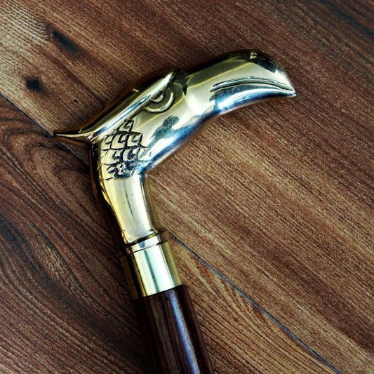 Sheesham Wood Handcrafted Walking Stick Cane Foldable with Beautiful Brass Handle