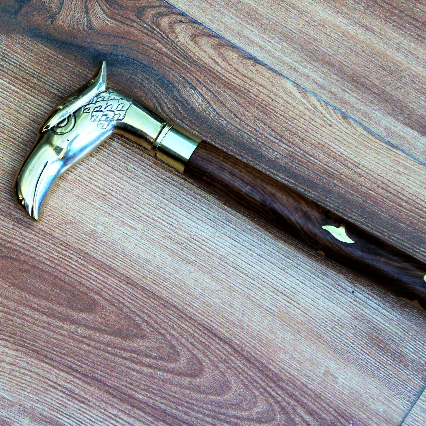 Sheesham Wood Handcrafted Walking Stick Cane Foldable with Beautiful Brass Handle