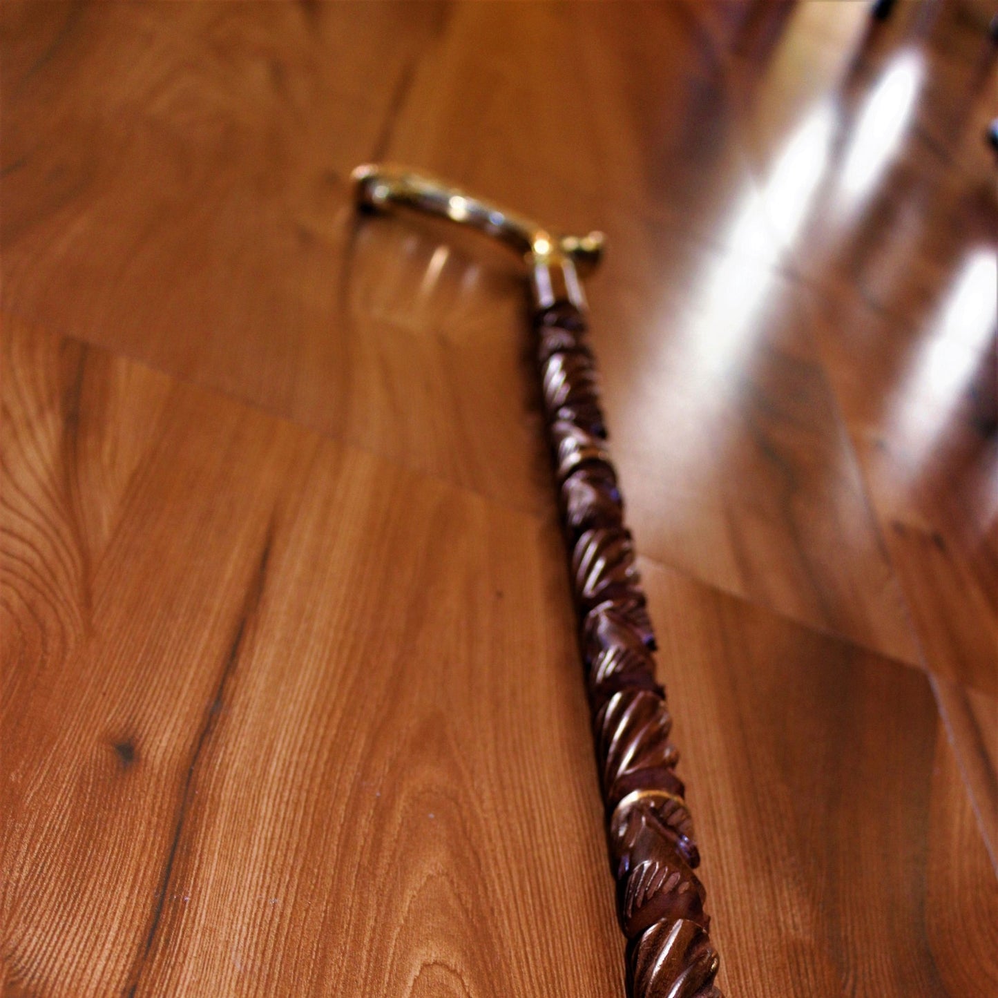 Sheesham Wood Handcrafted Walking Stick Cane Foldable with Beautiful Brass Handle