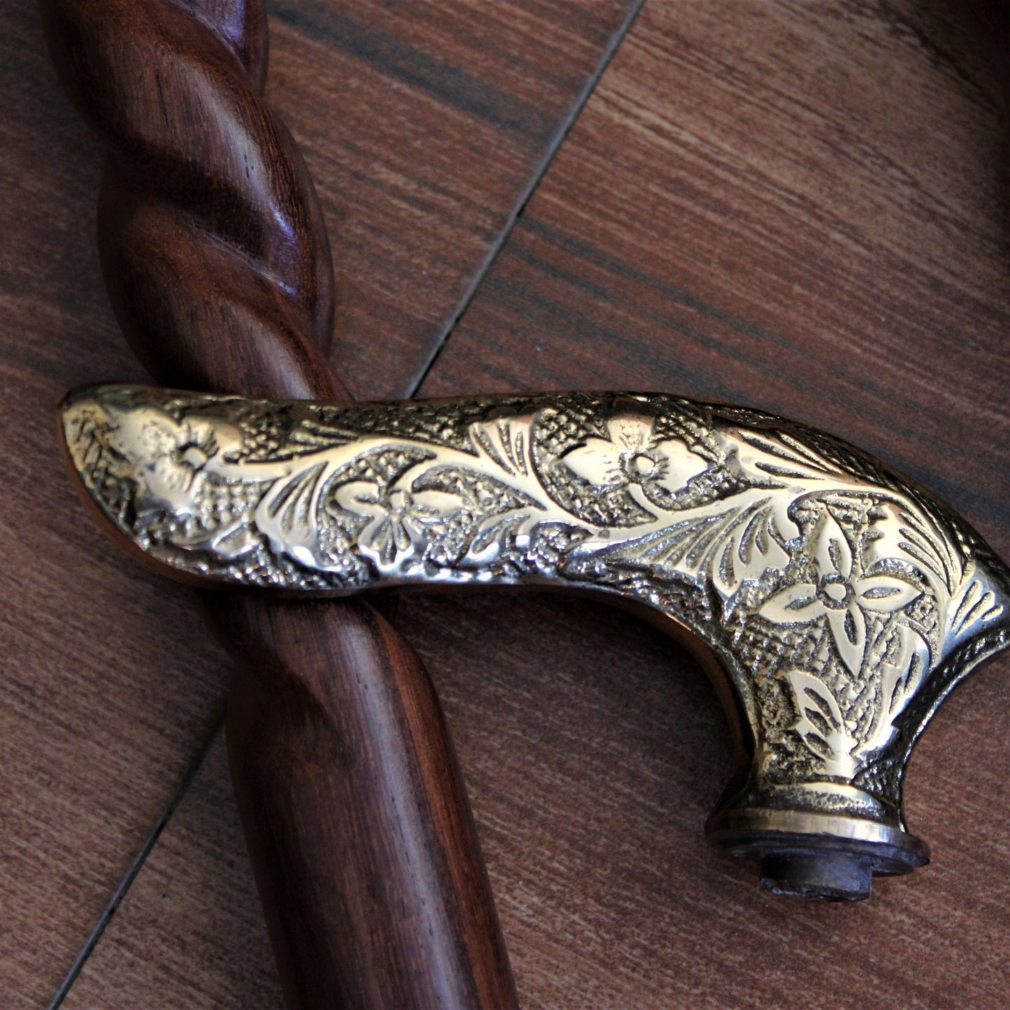Sheesham Wood Handcrafted Walking Stick Cane Foldable with Beautiful Brass Handle