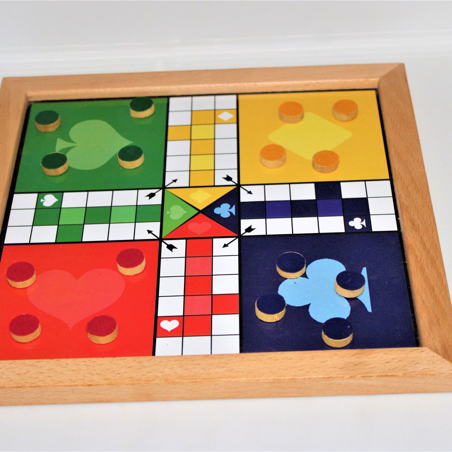 Classic Handmade Wooden 2 in 1 Ludo Magnetic Snakes and Ladders (13 X 13 Inches) Travel Board Game for Kids and Adults