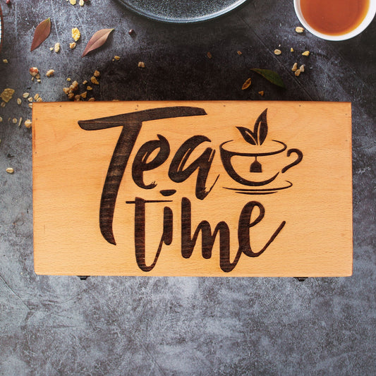 Wooden Hand Crafted & Laser Engraved Tea Box