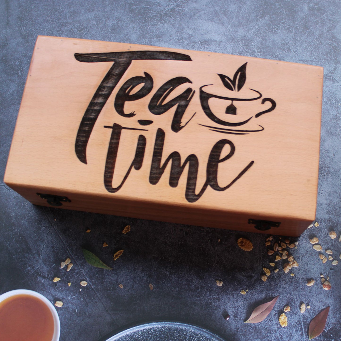 Wooden Hand Crafted & Laser Engraved Tea Box