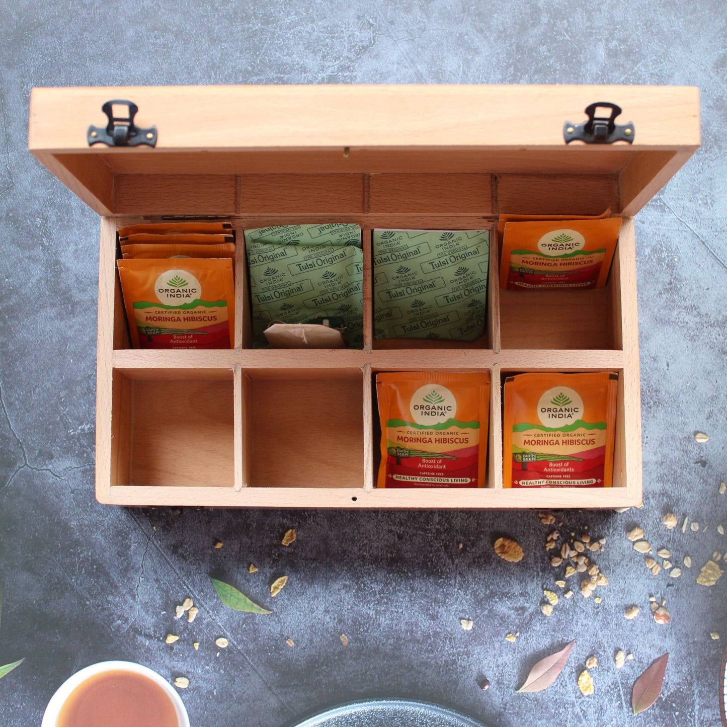 Wooden Hand Crafted & Laser Engraved Tea Box