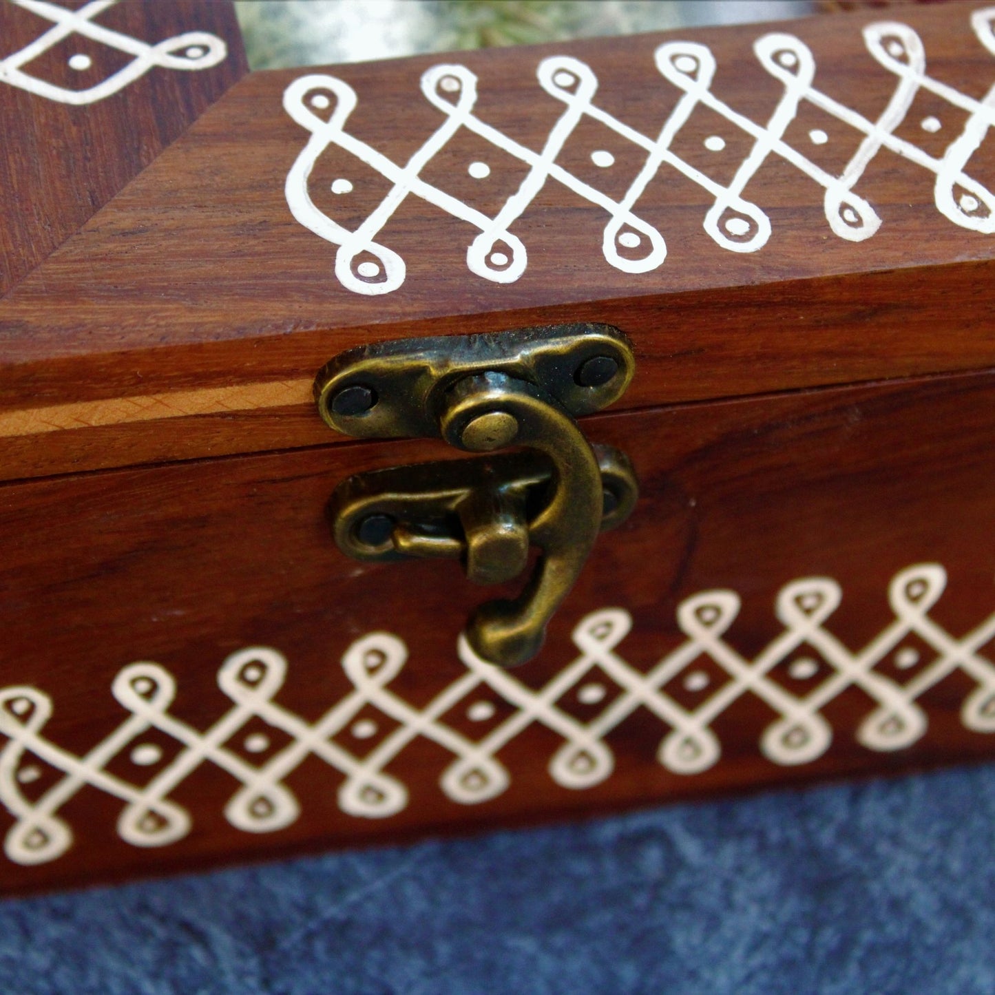 Kolam Inspired Hand Painted Sheesham Wood Spice Box