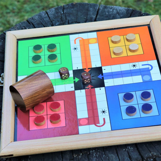 Pinewood Magnetic Board Ludo and Snakes and Ladders