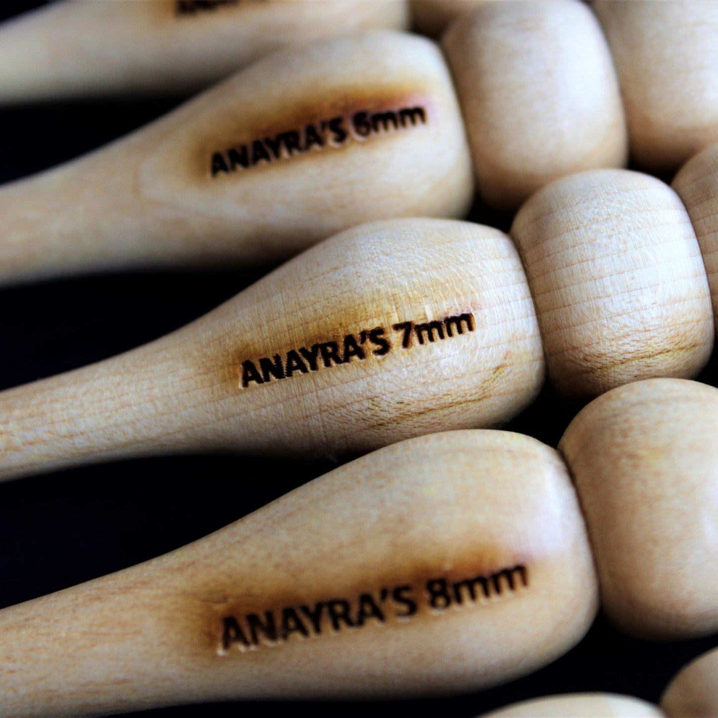 Laser Engraving showing different hook sizes.