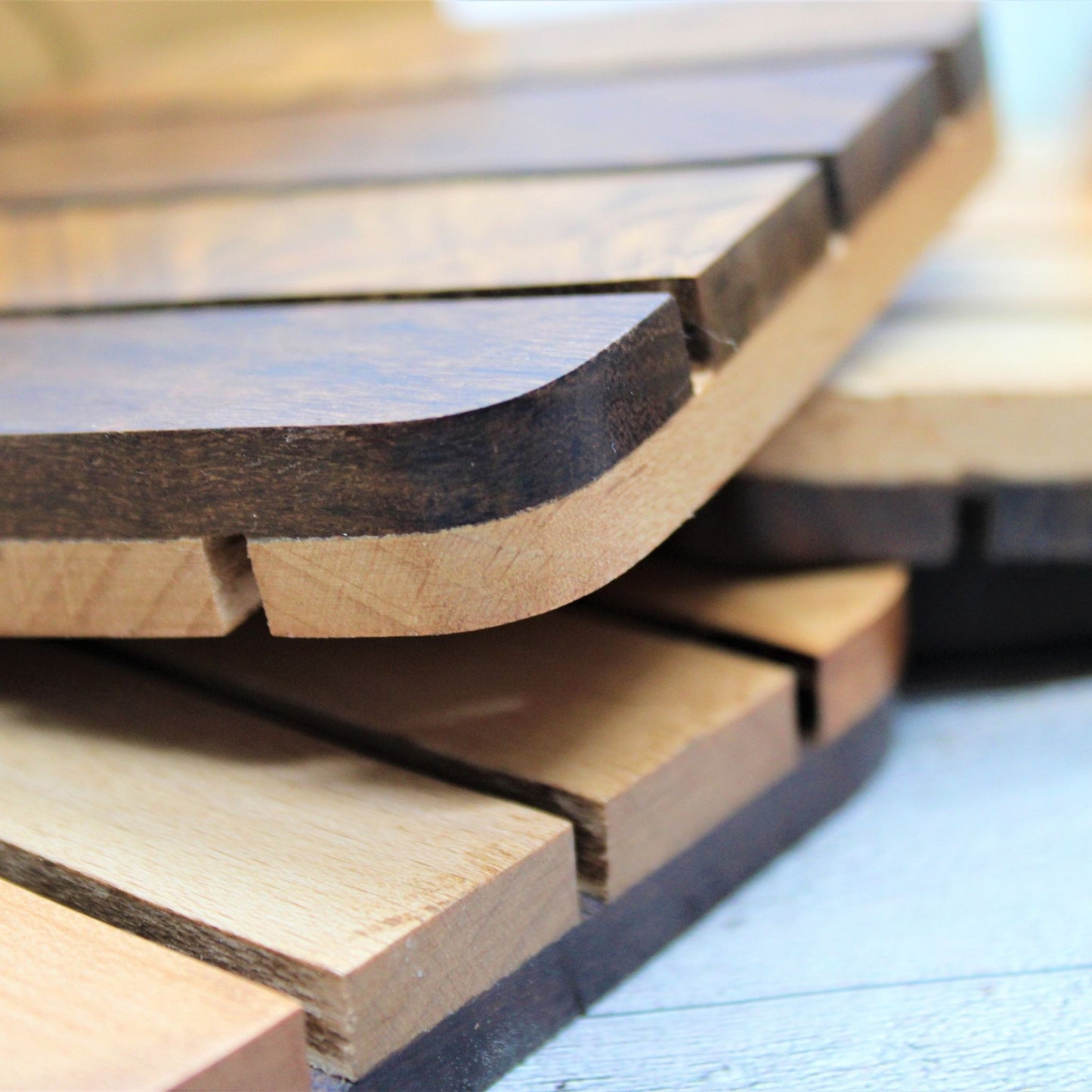 Handcrafted Mixed Wood Coaster Set