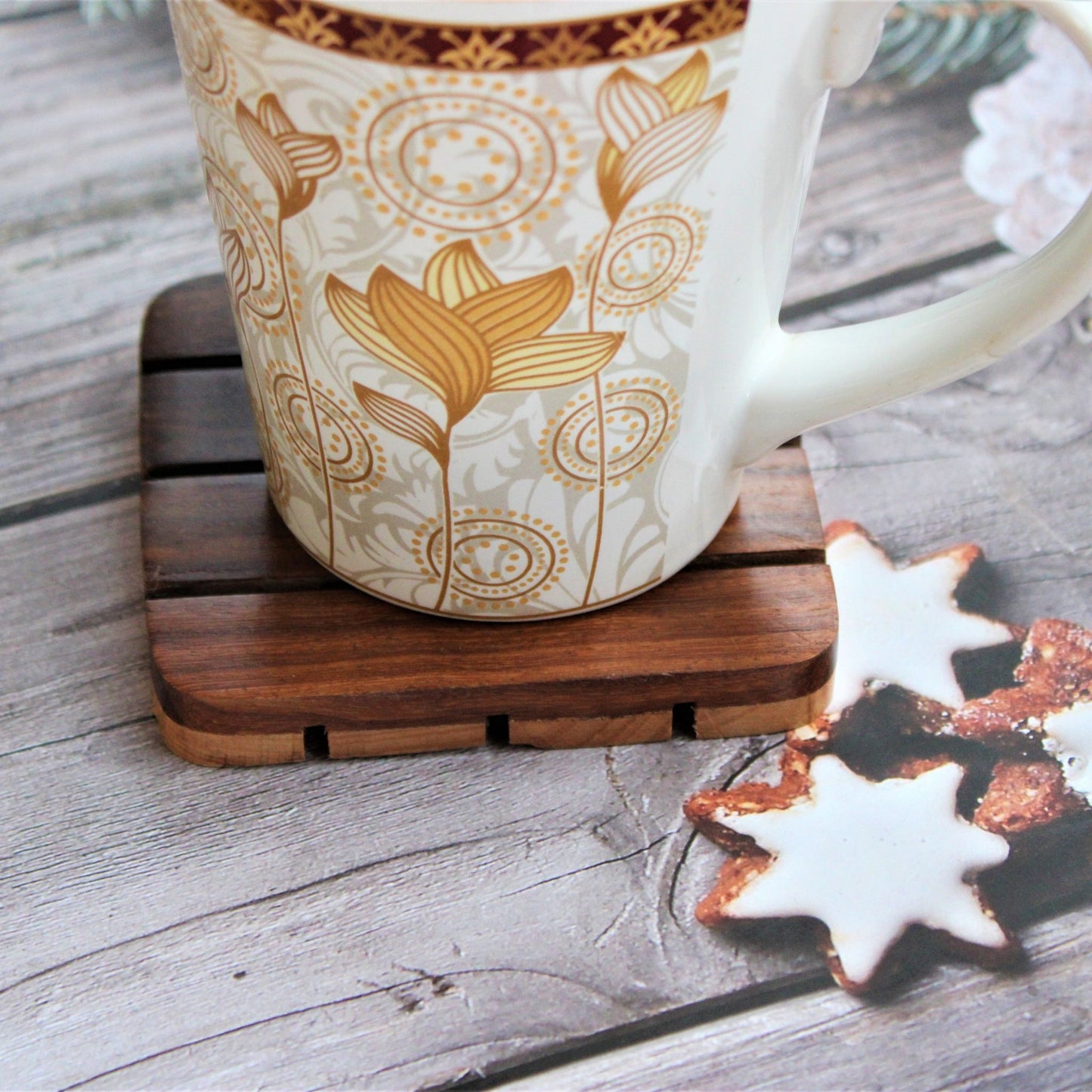 Handcrafted Mixed Wood Coaster Set