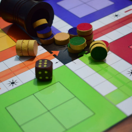 Classic Handmade Wooden 2 in 1 Ludo Magnetic Snakes and Ladders Travel Board Game for Kids and Adults