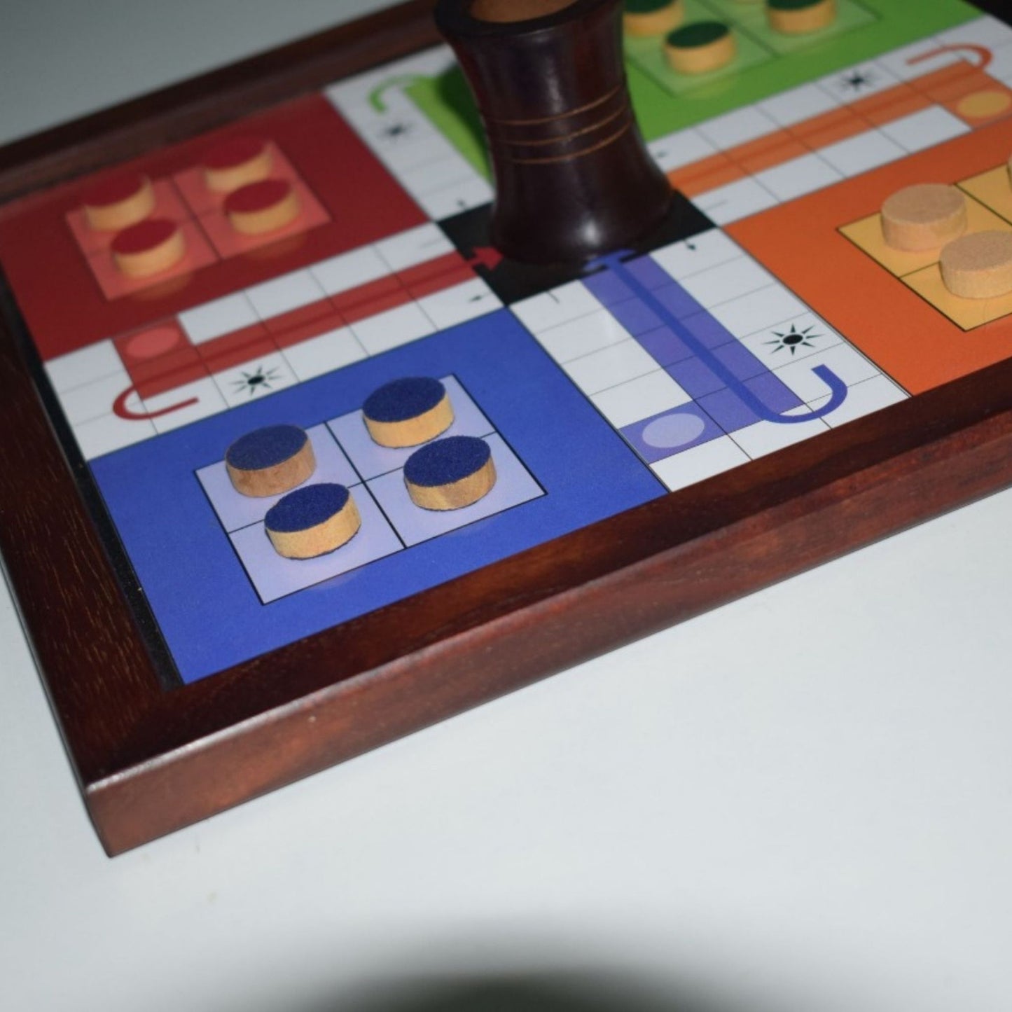 Classic Handmade Wooden 2 in 1 Ludo Magnetic Snakes and Ladders Travel Board Game for Kids and Adults