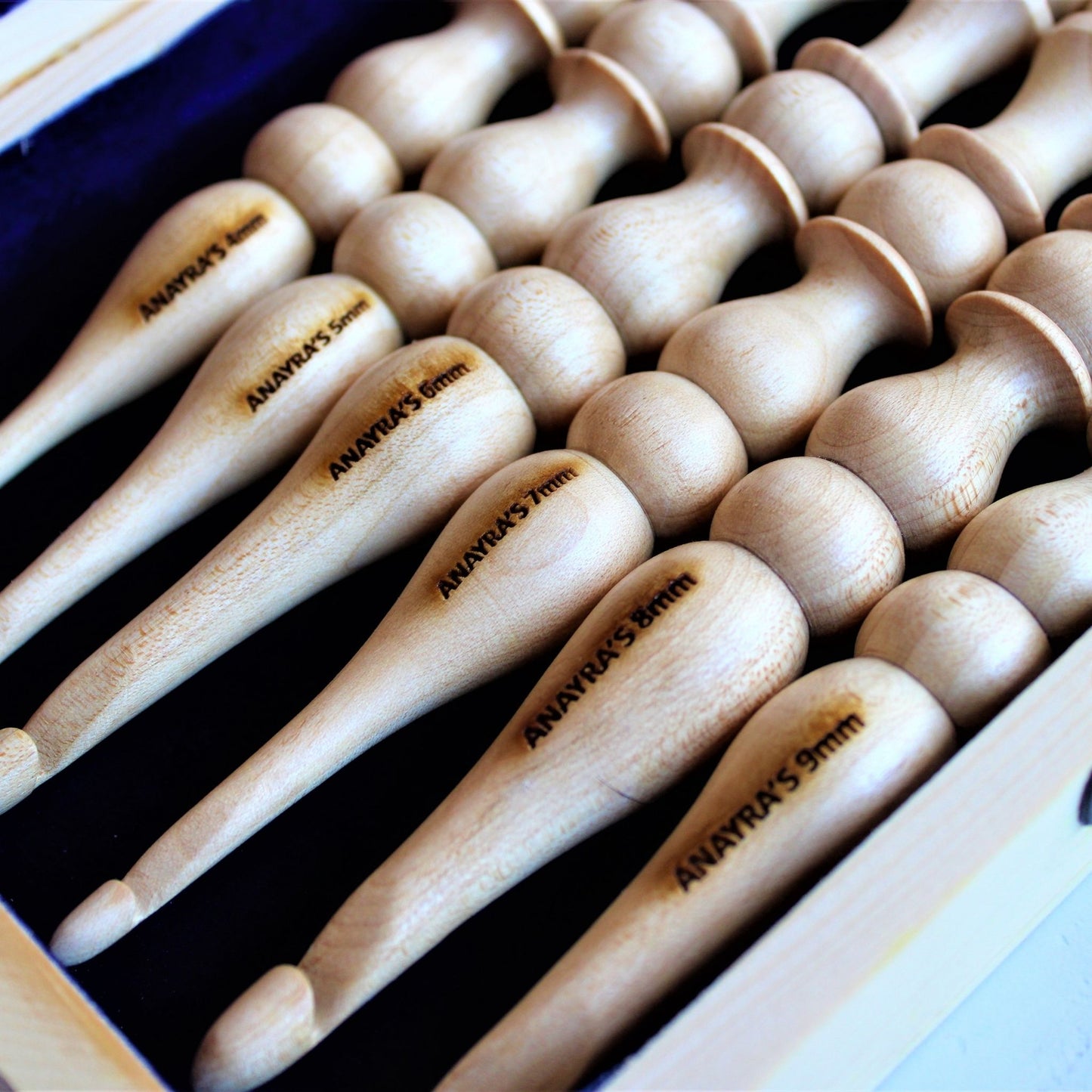 Handcrafted Wooden Crochet Hooks (Set of 6 Hooks, 5mm - 10mm)