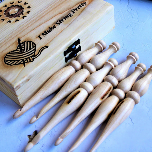 Handcrafted Wooden Crochet Hooks (Set of 6 Hooks, 5mm - 10mm)