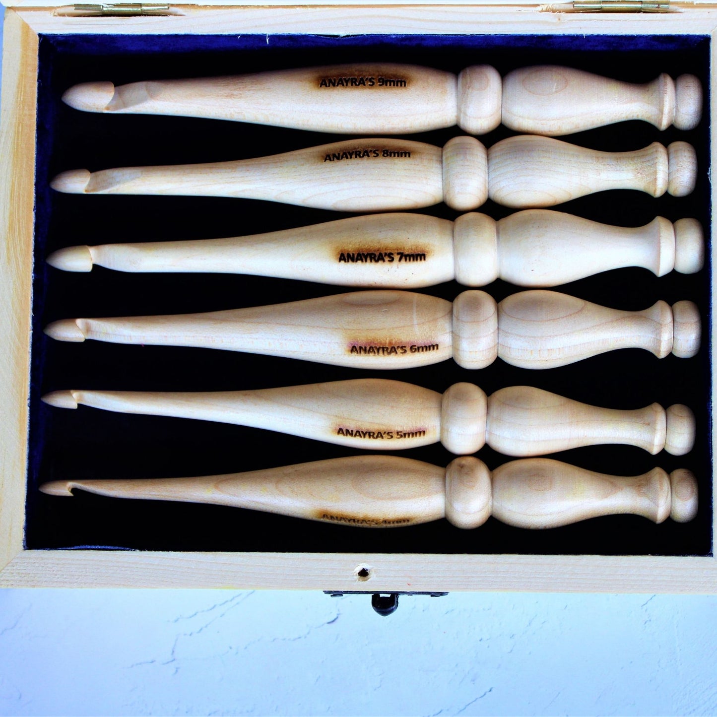 Handcrafted Wooden Crochet Hooks (Set of 6 Hooks, 5mm - 10mm)