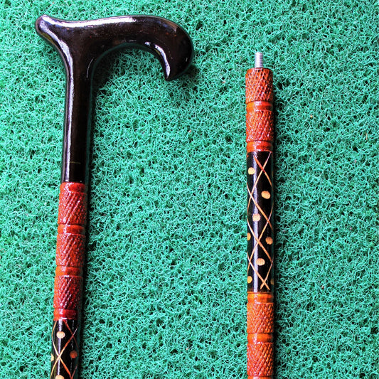 Wooden Handcrafted Walking Stick Cane Foldable with Ergonomic Wooden Handle