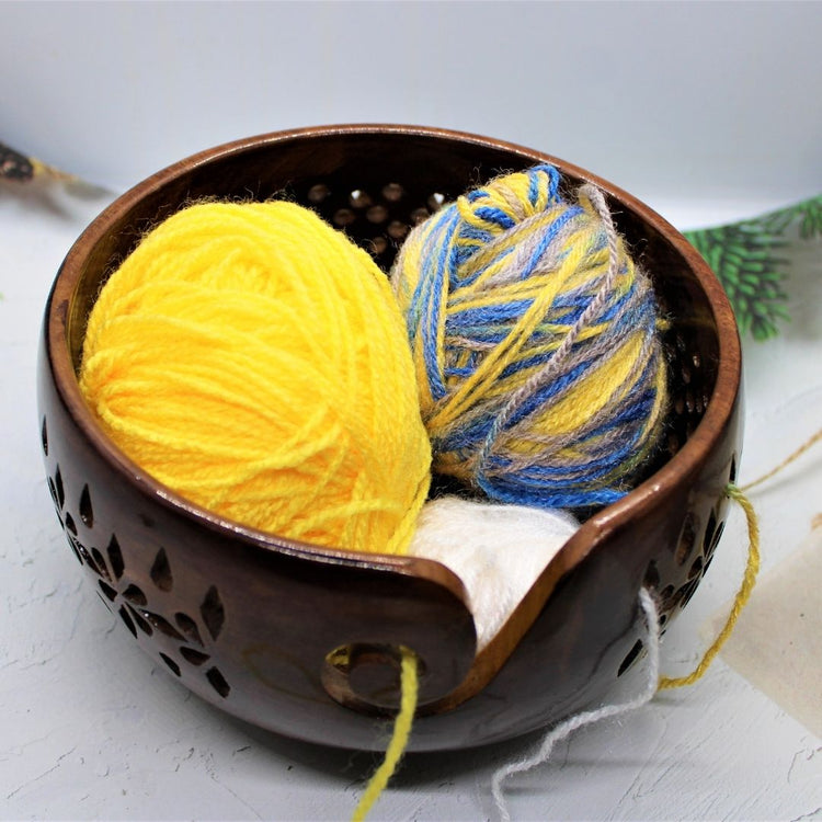 Wooden Yarn Bowl,yarn Bowls With Lid For Knitting Crochet Yarn Ball Holder  Handmade Yarn Storage Bo