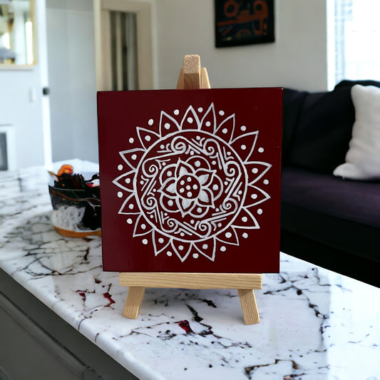 Aipan Inspired Hand Painted Decor Piece