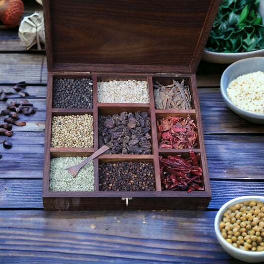 Anayra's Hancrafted Vintage Indian Rosewood / Sheesham Spice Box / Masala Dabba