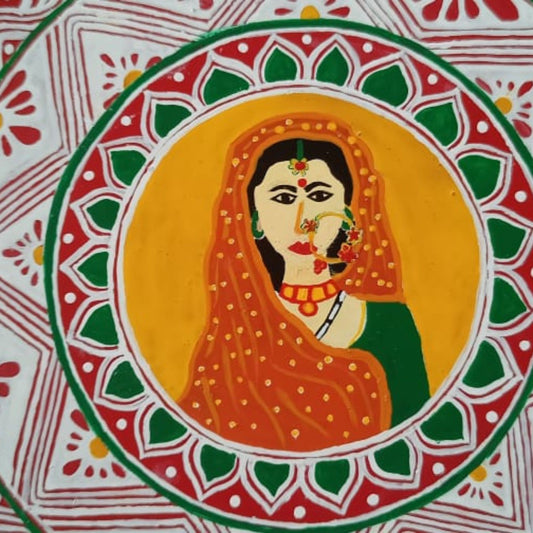 Traditional Design Large Size Hand Painted Puja Thalis for all occasions. Whether its Diwali, Bhaiya Dooj, Karwa Chauth, these hand painted aipan inspired puja thalis would be the perfect addition to your decor. Can be customised as per buyers choice too. 
