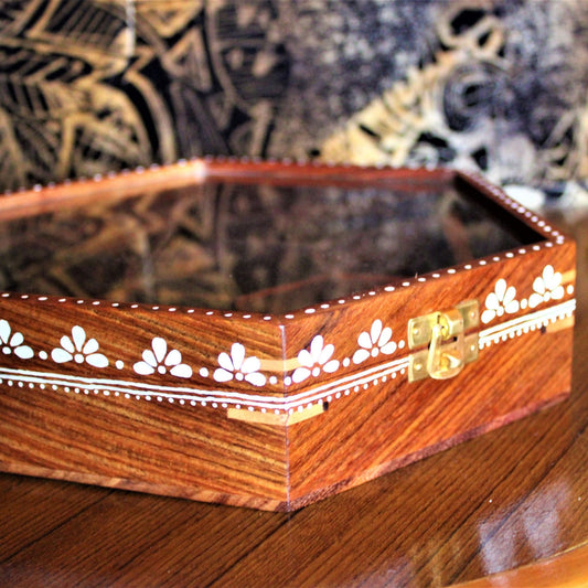 Sheesham Wood Handcrafted & Hand Painted Spice Box
