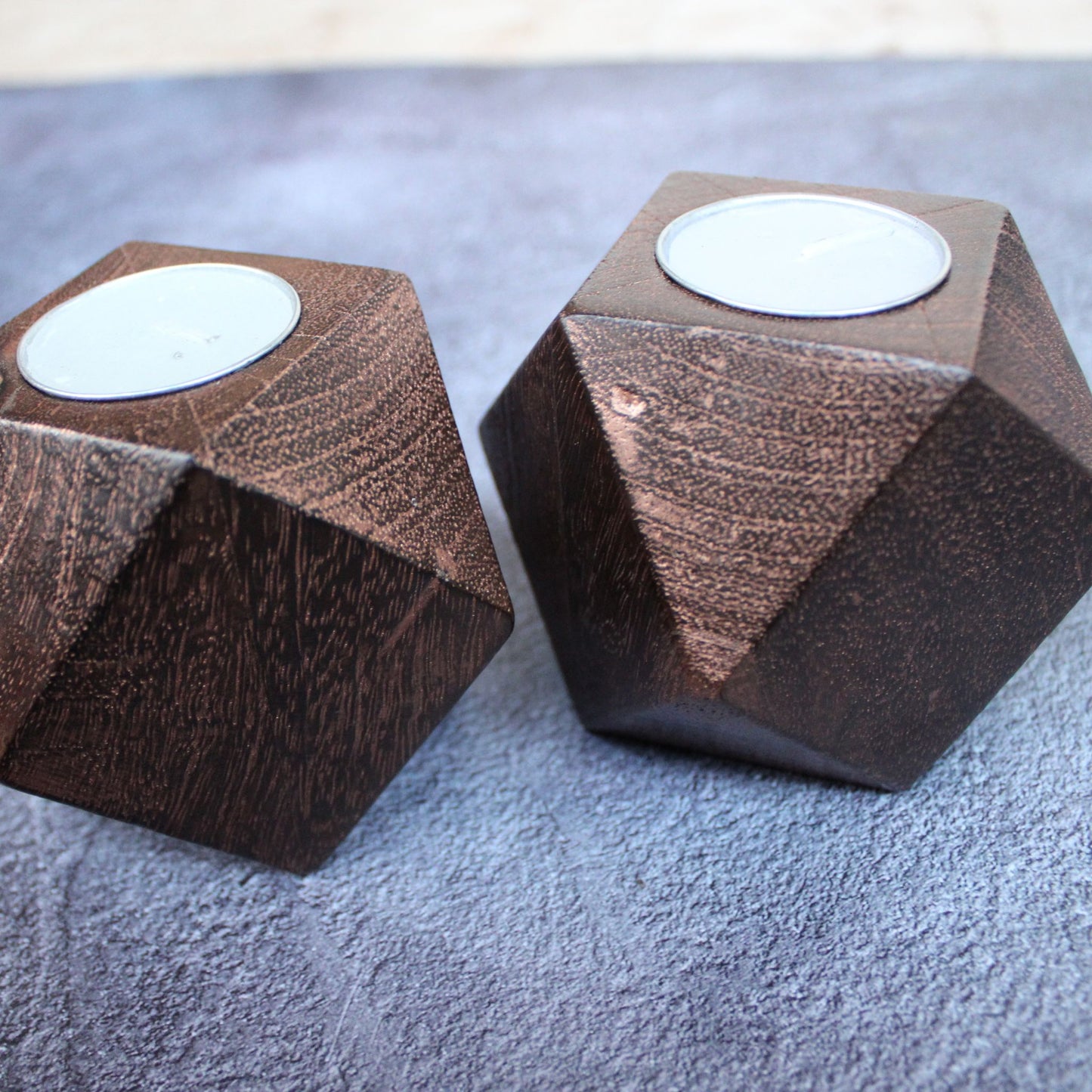 Handcrafted Diamond Shaped Antique Look Wooden Tea Lights Holder