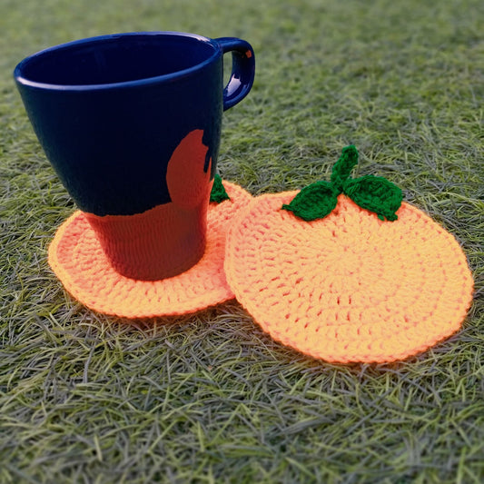 Hand Crocheted Fruit Inspired Coasters. These can be customised as per requirements from buyers. We can customize colours, designs, themes and sizes for these.