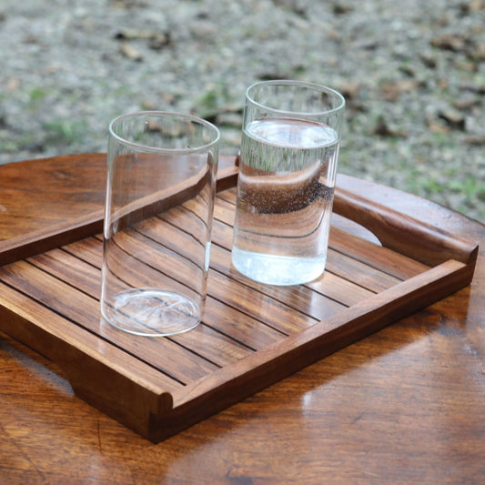 Sheesham Wood or Indian Rosewood Serving Tray with Handles. High Quality Wood has been used and then the finished product is lacquered to give it a ultimate shine. 