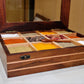 Handcrafted Sheesham/Indian Rosewood & Steamwich Spice Box/Masala Dani with Glass Top & Wooden Spoon 12 Partitions
